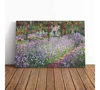 Claude Monet Irises in Monets Garden | Canvas Wall Art Print | Framed & Ready to Hang Picture | Modern Home Decor for Living Room, Bedroom, Kitchen or Office | 24x16 Inches