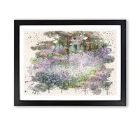 Claude Monet Irises in Monets Garden Modern FC Framed Print | A2 Black Framed Wall Art | Ready to Hang | Modern Floral Picture | Living Room Bedroom Lounge Office