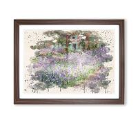 Claude Monet Irises in Monets Garden Modern FC Framed Print Walnut A2 | Wall Art, Ready to Hang, Satin Fine Art Paper, Fade-Resistant Inks, Acrylic Glazing, Securely Packaged, Made in the UK