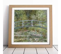 Claude Monet Japanese Bridge and Lillies Framed Print 18x18 Inch Oak | Ready to Hang, Satin Fine Art Paper, Fade-Resistant Inks, Acrylic Glazing, Securely Packaged, Made in the UK