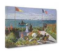 Claude Monet Jardin Sainte Adresse Canvas Print | Gallery Wrapped 30mm Frame Wall Art | 24x16 inches | Ready to Hang | Modern Picture | Living Room Bedroom Lounge Office
