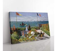 Claude Monet Jardin Sainte Adresse Classic Painting Canvas Wall Art Print Ready to Hang, Framed Picture for Living Room Bedroom Home Office Décor, 60x40 cm (24x16 Inch)