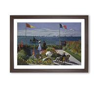 Claude Monet Jardin Sainte Adresse Framed Print | A2 Walnut Framed Wall Art | Ready to Hang | Modern Historical Picture | Living Room Bedroom Lounge Office