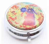 Claude Monet Lady in a Poppy Field Pill Box 2 CM Three Sections Plastic Liner