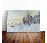 Claude Monet Lavacourt, Sunshine and Snow Canvas Print | Gallery Wrapped 30mm Frame Wall Art | 20x14 inches | Ready to Hang | Impressionist Landscape Picture | Living Room Bedroom Lounge Office