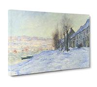 Claude Monet Lavacourt, Sunshine and Snow Canvas Print | Gallery Wrapped 30mm Frame Wall Art | 24x16 inches | Ready to Hang | Impressionist Landscape Picture | Living Room Bedroom Lounge Office