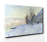 Claude Monet Lavacourt, Sunshine and Snow Canvas Print | Gallery Wrapped 30mm Frame Wall Art | 30x20 inches | Ready to Hang | Impressionist Landscape Picture | Living Room Bedroom Lounge Office