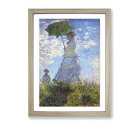 Claude Monet Madame Monet With A Parasol Classic Painting Framed Print | A2 Oak Framed Wall Art | Ready to Hang | Classic Historical Picture | Living Room Bedroom Lounge Office