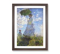 Claude Monet Madame Monet With A Parasol Classic Painting Framed Print | A2 Walnut Framed Wall Art | Ready to Hang | Classic Historical Picture | Living Room Bedroom Lounge Office