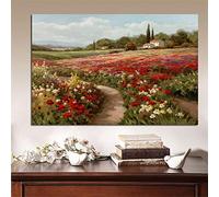 Claude Monet Poplars Poppy fields Landscape Impressionist Painting on Canvas Posters and Prints Wall Picture for Living Room 60x110cm(24x43in) with frame