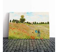Claude Monet Poppy Field Canvas Print | Gallery Wrapped 30mm Frame Wall Art | 20x14 inches | Ready to Hang | Modern Floral Picture | Living Room Bedroom Lounge Office
