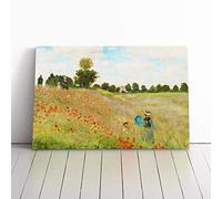 Claude Monet Poppy Field | Canvas Wall Art Print | Framed & Ready to Hang Picture | Modern Home Decor for Living Room, Bedroom, Kitchen or Office | 30x20 Inches