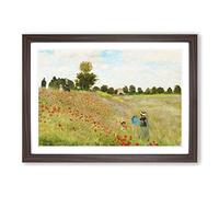 Claude Monet Poppy Field Framed Wall Art Print A2 Walnut