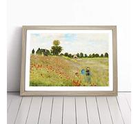 Claude Monet Poppy Field | Framed Wall Art Print | Modern Home Decor Picture | Ready to Hang Artwork for Living Room, Bedroom, Kitchen or Office | Multiple Sizes