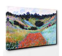 Claude Monet Poppy Field in a Valley Canvas Print | Gallery Wrapped 30mm Frame Wall Art | 30x20 inches | Ready to Hang | Modern Floral Picture | Living Room Bedroom Lounge Office
