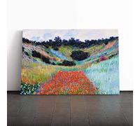 Claude Monet Poppy Field in a Valley Canvas Print | Gallery Wrapped 30mm Frame Wall Art | 30x20 inches | Ready to Hang | Modern Floral Picture | Living Room Bedroom Lounge Office