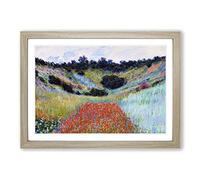 Claude Monet Poppy Field in a Valley Framed Print | A2 Oak Framed Wall Art | Ready to Hang | Modern Floral Picture | Living Room Bedroom Lounge Office