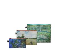 Claude Monet Recycled Zip Pockets, Green Blue White, Cosmetic case