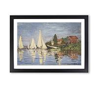 Claude Monet Regattas at Argenteuil (1) Framed Print | A2 Oak Framed Wall Art | Ready to Hang | Modern Historical Picture | Living Room Bedroom Lounge Office