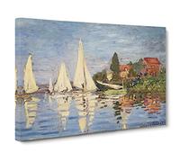 Claude Monet Regattas at Argenteuil No.1 Canvas Print | Gallery Wrapped 30mm Frame Wall Art | 24x16 inches | Ready to Hang | Impressionist Picture | Living Room Bedroom Lounge Office