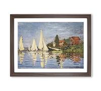 Claude Monet Regattas at Argenteuil No.1 Classic Painting Framed Print | A3 Walnut Framed Wall Art | Ready to Hang | Classic Historical Picture | Living Room Bedroom Lounge Office