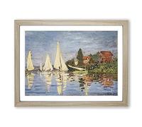 Claude Monet Regattas at Argenteuil No.1 Classic Painting Framed Wall Art Print, Ready to Hang Picture for Living Room Bedroom Home Office Décor, Oak A4 (34 x 25 cm)