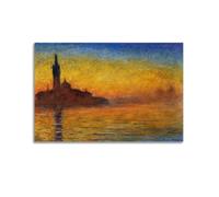 Claude Monet San Giorgio Maggiore at Dusk Art Posters Hanging Wall Art Pictures Printed Canvas Paintings for Bedroom Aesthetic Decor 20x30inch