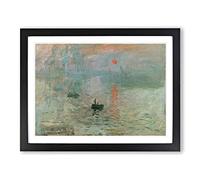 Claude Monet Sunrise Framed Wall Art Print A4 Black