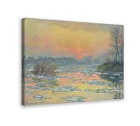 Claude Monet - Sunset on The Seine in Winter Canvas Art Poster And Wall Art Picture Print Modern Family Bedroom Decor 24x36inch(60x90cm)