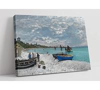 Claude Monet The Beach At Sainte-Adresse Canvas Wall Art Picture Print - 12 inch wide x 8 inch high (Frame Depth 30mm)