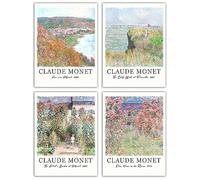Claude Monet The Cliff Walk At Pourville Modern Wall Art Victorian Illustration, Impressionist Posters - Nature Landscape Art Posters - Landscape Painting Living Room Bedroom Office Art Set 4 (11x14)