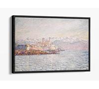 Claude Monet, The Fort Of Antibes -Decor Canvas Floater Frame Print Picture Art - Black Frame 18 inch wide x 12 inch high
