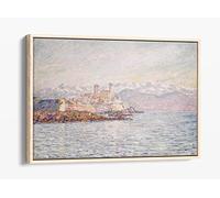 Claude Monet, The Fort Of Antibes -Decor Canvas Floater Frame Print Picture Art - Light Oak Frame 30 inch wide x 20 inch high