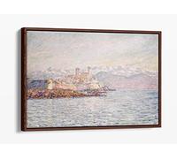 Claude Monet, The Fort Of Antibes -Decor Canvas Floater Frame Print Picture Art - Walnut Frame 24 inch wide x 16 inch high