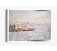 Claude Monet, The Fort Of Antibes -Decor Canvas Floater Frame Print Picture Art - White Frame 30 inch wide x 20 inch high