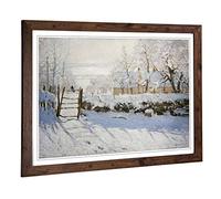 Claude Monet The Magpie Art Framed Wall Art Print A2 Walnut