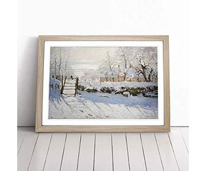 Claude Monet The Magpie Framed Wall Art Print Oak A3