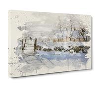 Claude Monet The Magpie Modern FC Canvas Print | Gallery Wrapped 30mm Frame Wall Art | 24x16 inches | Ready to Hang | Modern Picture | Living Room Bedroom Lounge Office