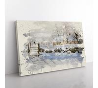 Claude Monet The Magpie Modern FC Canvas Wall Art Print Ready to Hang, Framed Picture for Living Room Bedroom Home Office Décor, 76x50 cm (30x20 Inch)