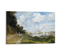 Claude Monet《The Promenade at Argenteuil》Impressionist Riverside Landscape with Boats Poster Work, Canvas Print, Wall Art for Living Room, Bedroom, And Cottage Decor 08x12inch(20x30cm)