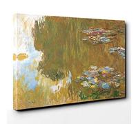 Claude Monet The Water Lilly Pond (2) Canvas Print | Gallery Wrapped 30mm Frame Wall Art | 30x20 inches | Ready to Hang | Modern Picture | Living Room Bedroom Lounge Office