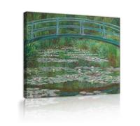 Claude Monet The Water Lily Pond Framed Canvas Wall Art Reception Impressionist Japanese Footbridge Giclee Fine Art Print for Lounge Decor 70x85cm