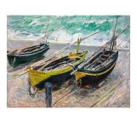 Claude Monet Three Fishing Boats Large Wall Art Print Canvas Premium Poster Mural