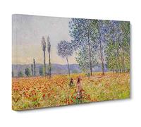Claude Monet Walking in the Fields Canvas Print | Gallery Wrapped 30mm Frame Wall Art | 24x16 inches | Ready to Hang | Impressionist Landscape Picture | Living Room Bedroom Lounge Office