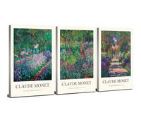 Claude Monet Wall Art Monet Water Lily Painting on Canvas Prints Posters Vintage Famous Impressionist Paintings Framed Watercolor Aesthetic Flower Garden Artwork for Living Room Decorations 12x16” 3P
