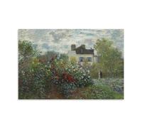 Claude Monet Wall Art Prints Paintings Poster The Artist's Garden in Argenteuil (A Corner of The Garden with Dahlias) (1873) Wall Art Painting Canvas Gift Living Room Prints Bedroom Decor Artworks Unf