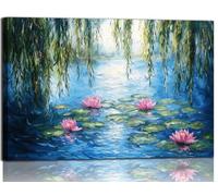 Claude Monet Water Lilies Canvas Wall Art, Monet Style Famous Oil Paintings Flowers Decor for Living Room, Modern Classic Floral Landscape Pictures for Bedroom, Claude Monet Art Prints for Kitchen