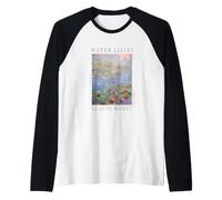 Claude Monet Water Lilies Iconic Floral Painting Artwork Raglan Baseball Tee