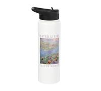 Claude Monet Water Lilies Iconic Floral Painting Artwork Stainless Steel Insulated Water Bottle