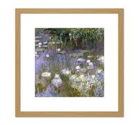 Claude Monet Water Lilies Painting 8X8 Inch Square Wooden Framed Wall Art Print Picture with Mount Artery8 Light Oak One Size